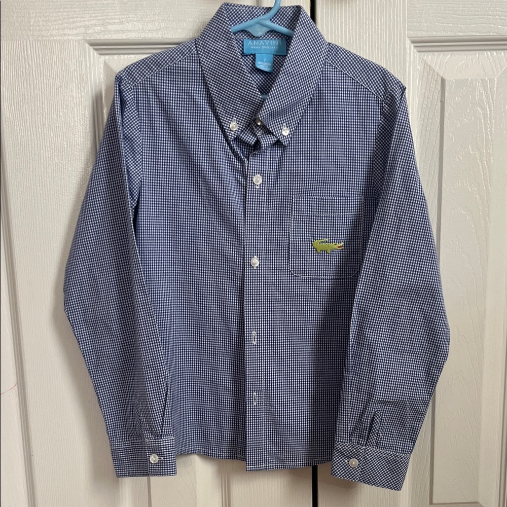 Anavini - Blue Checkered Button Down Shirt